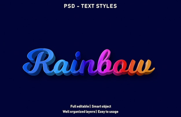 PSD regenbogen text effekte stil bearbeitbare psd