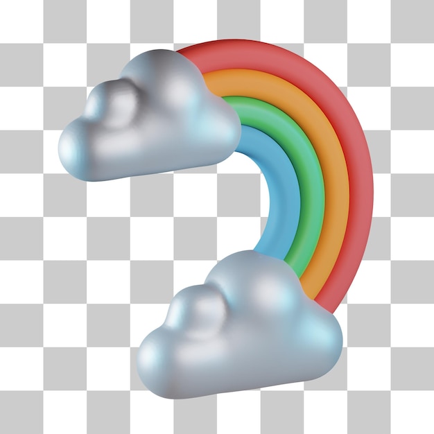 Regenbogen und wolke 3d-symbol