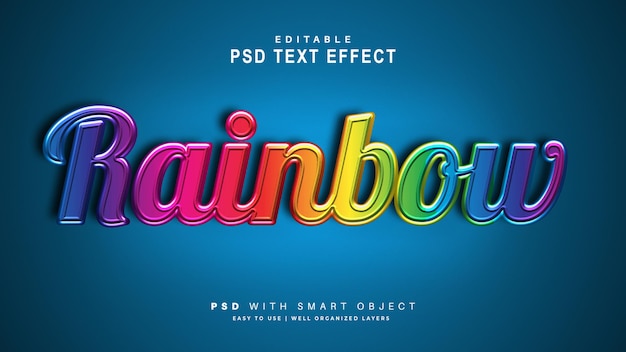 PSD regenbogentexteffekt. bearbeitbares text-smart-objekt