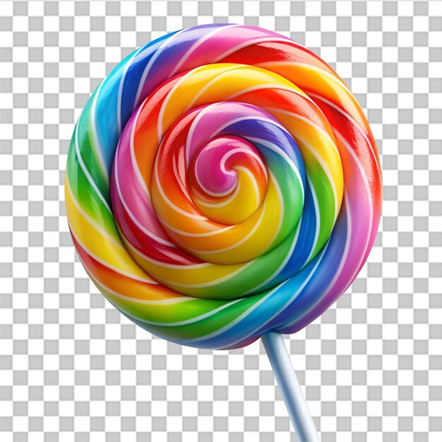 Regenbogenwirbel-Lollie, isoliert auf durchsichtigem Hintergrund
