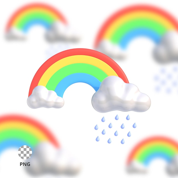 PSD regenwetter mit regenbogen