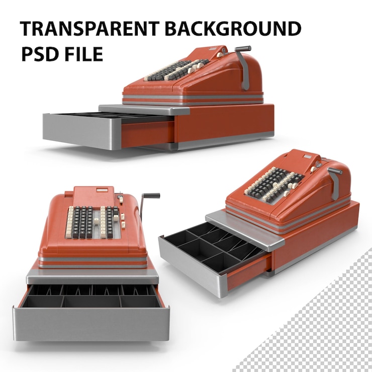 PSD registratore di cassa vintage png