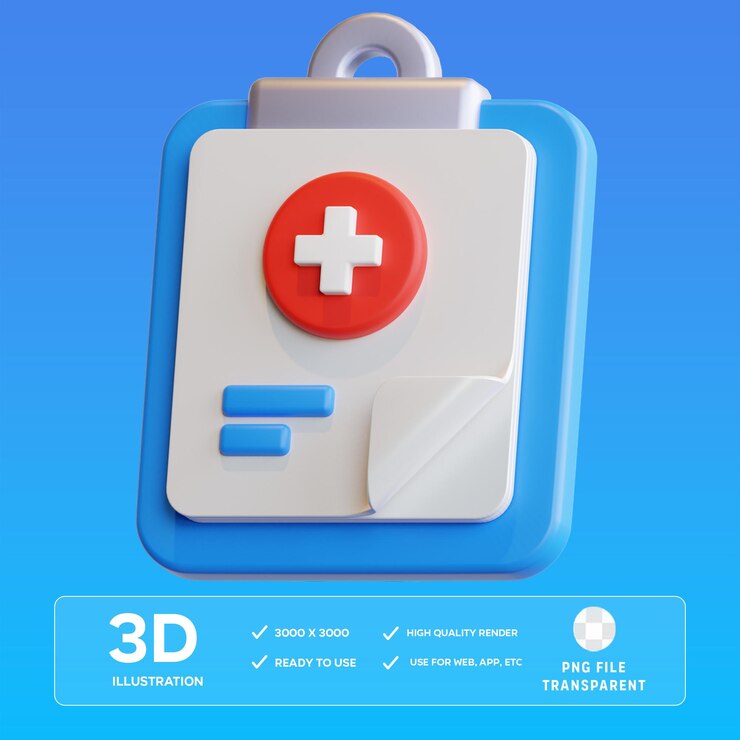 Registro médico PSD Ilustración en 3D