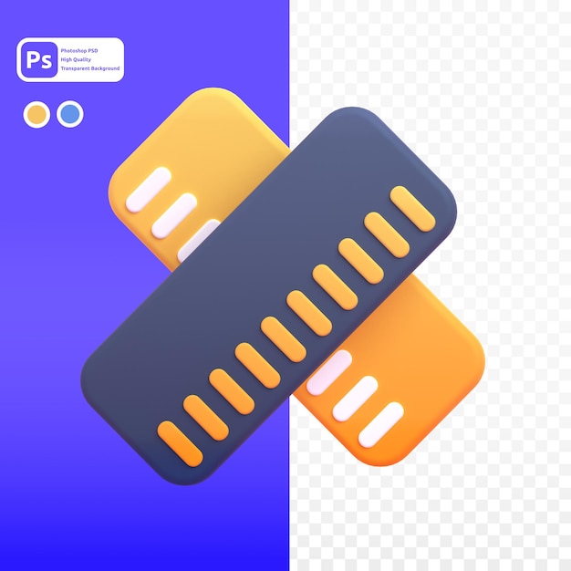 PSD regla en render 3d para presentación web de activos gráficos u otros