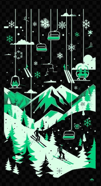 Réglage De La Station De Ski Avec Des Skieurs Et Des Snowboarders Pour Les élections Affiche Bannière Carte Postale T-shirt Tatouage