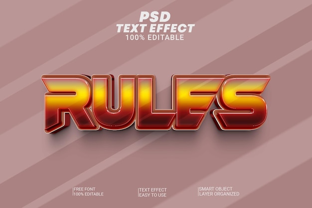 Reglas archivo editable psd de estilo de texto 3d