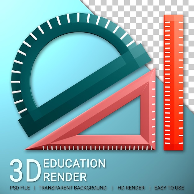 PSD règle 3d avec fond transparent