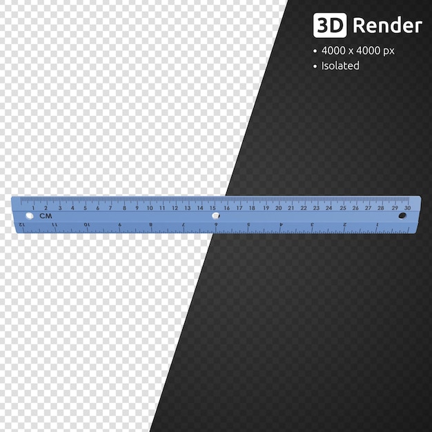PSD règle bleue en plastique isolée
