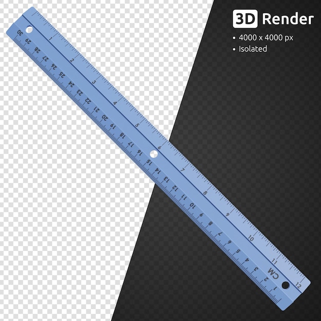 PSD règle bleue en plastique isolée