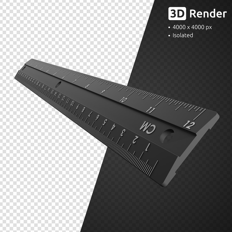 PSD règle noire en plastique isolée