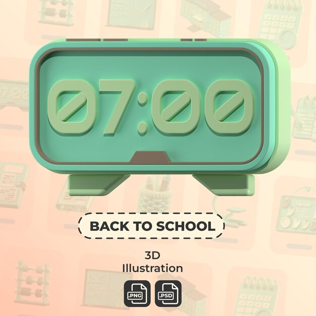 PSD regreso a la escuela ilustración en 3d