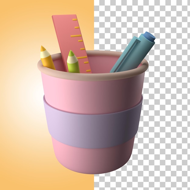 Regreso a la escuela pluma lugar icono 3d