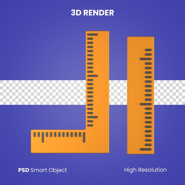 Réguas 3d renderizadas isoladas