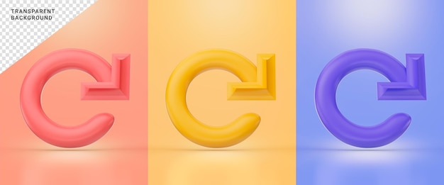 rehacer signo rojo amarillo y púrpura color 3d render concepto para rotar actualizar recargar actualizar