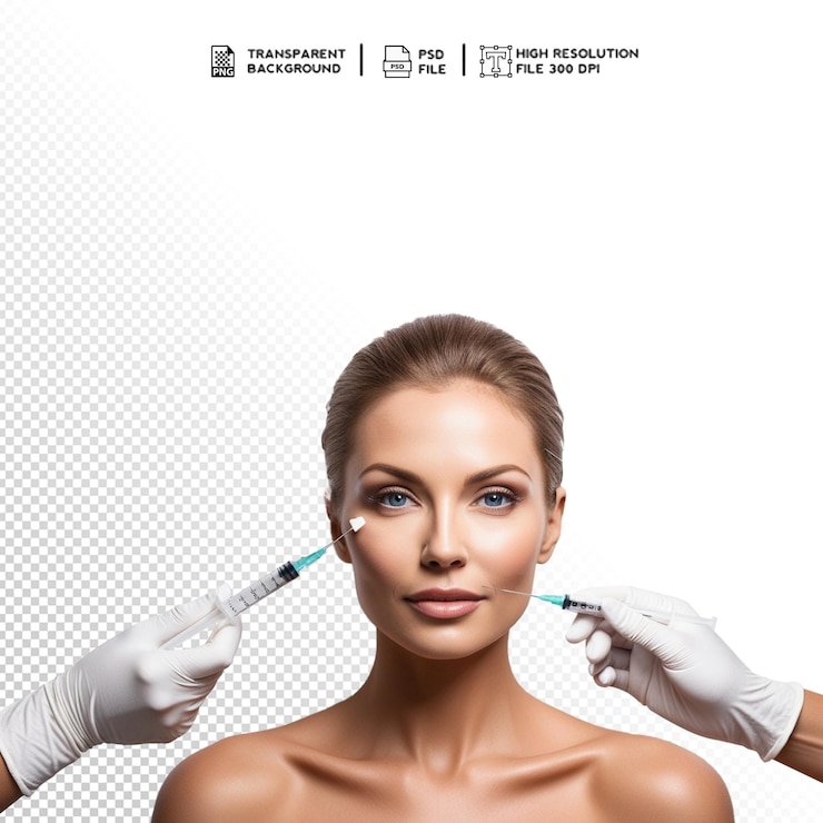 PSD reife frau unterzieht sich einer botox-behandlung in png