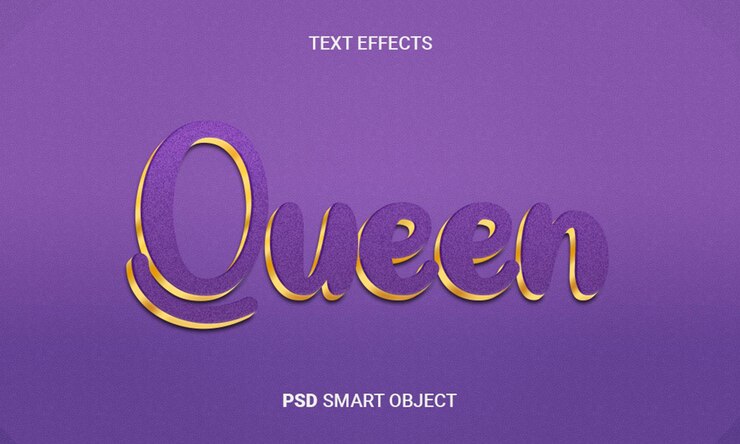 PSD reina editable efecto de texto 3d estilo psd