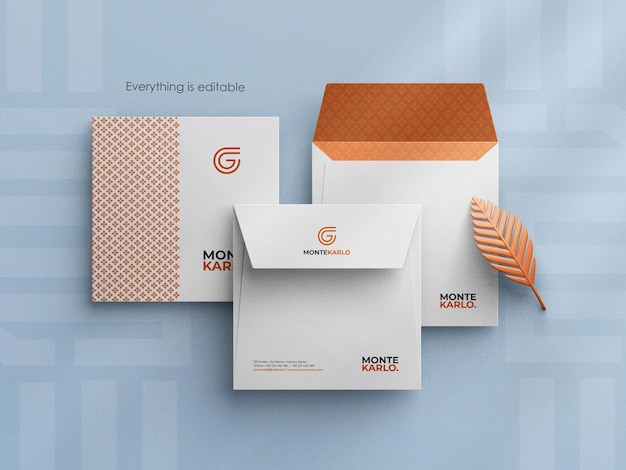 Reinigen Sie das minimale Mockup des Unternehmensumschlags in einem benutzerdefinierten Szenenersteller in quadratischer Größe