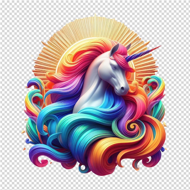 El reino del arco iris un unicornio renderizado en 3d