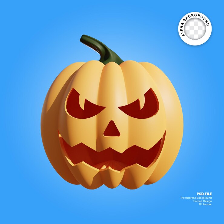 PSD reír calabaza elemento 3d de halloween espeluznante