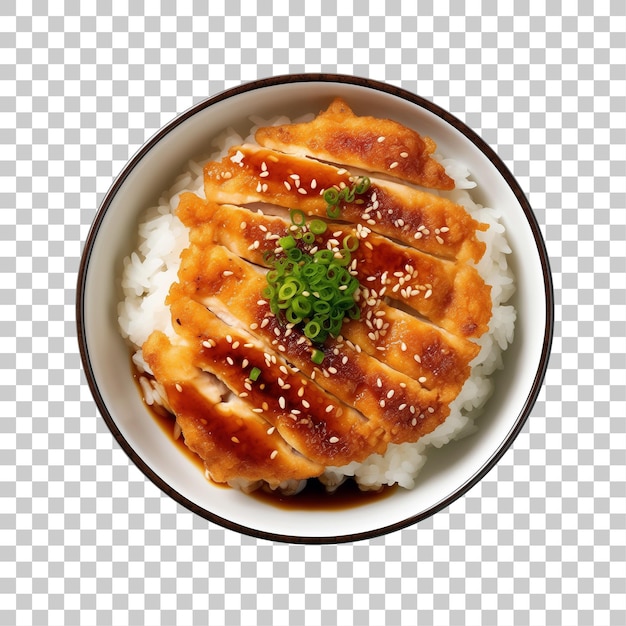 PSD reis mit teriyaki-hähnchen auf transparentem hintergrund