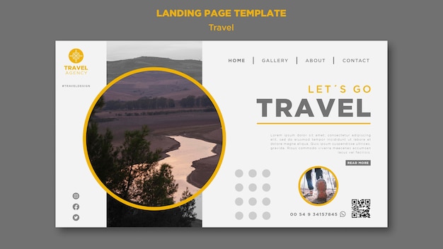 Reise-landing-page-vorlage mit naturlandschaft