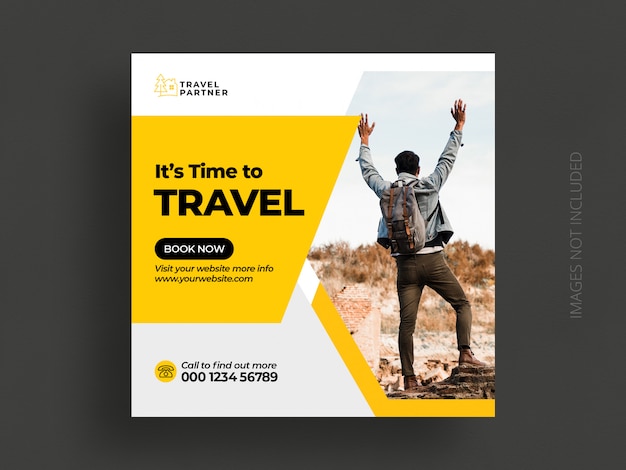 Reise Social Media Post Banner Vorlage oder Tour Urlaub Urlaub Instagram Post