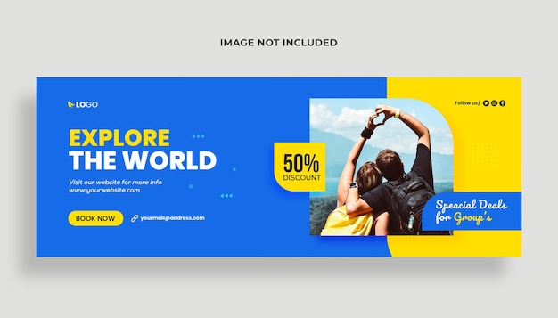 Reisebüro Social Media und Facebook Cover Banner Vorlage Premium PSD