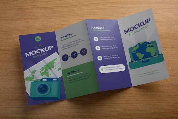 Reisekarte und Reiseplan-Mock-up-Design
