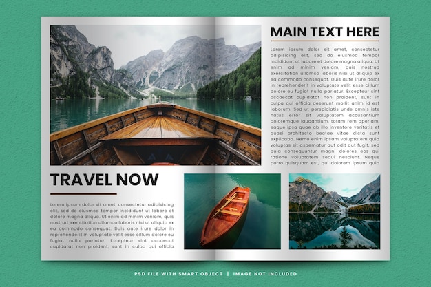 PSD reisemagazin mockup template design