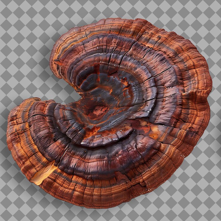 PSD reishi hongo tipo de hierba ganoderma lucidum forma de hierba aislada hierba en fondo limpio