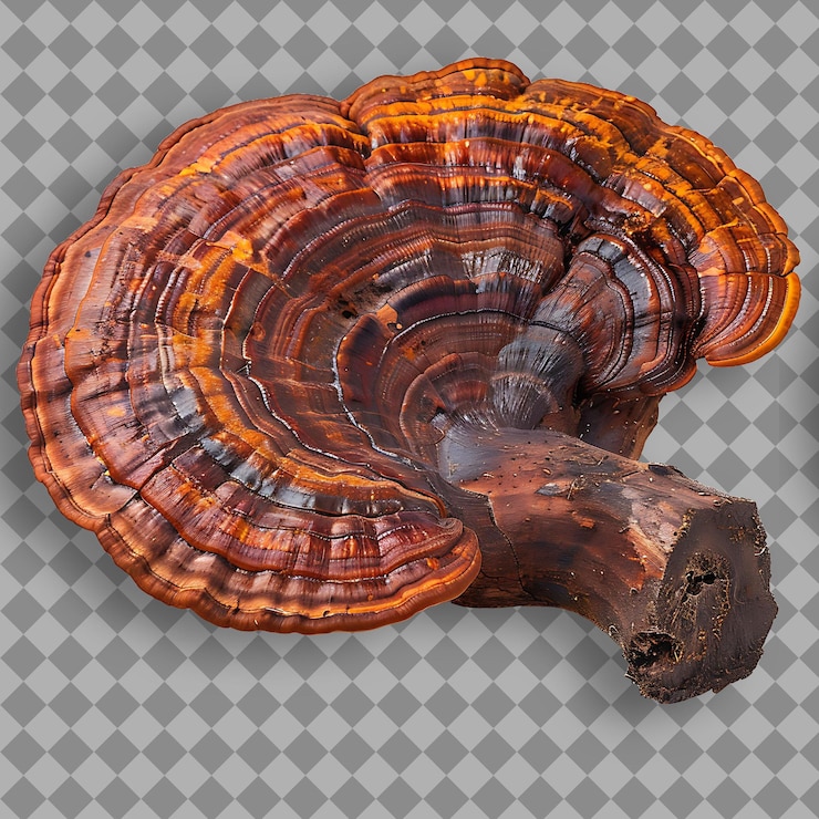 PSD reishi hongo tipo de hierba ganoderma lucidum forma de hierba aislada hierba en fondo limpio