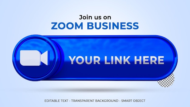Rejoignez-nous sur la bannière zoom avec logo 3D et profil de lien