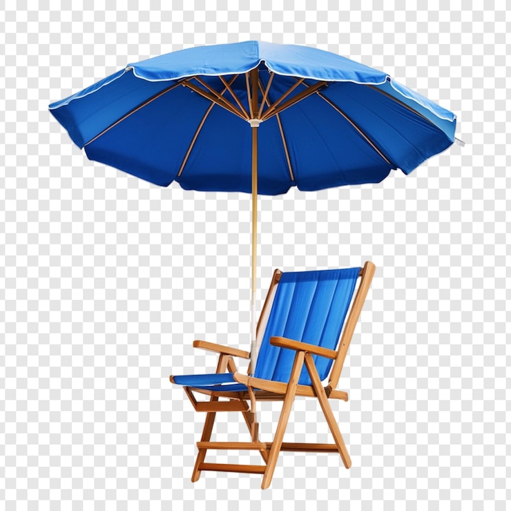 PSD relajante escena de playa paraguas azules y sillas de madera vacaciones de verano escapada idílica tranquilidad pacífica