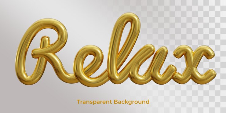 PSD relajarse texto una línea de oro aislado sobre fondo blanco ilustración 3d