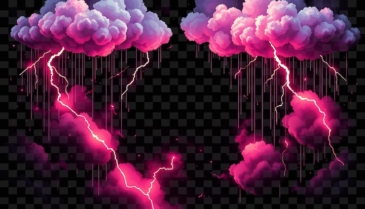 PSD relámpago en el cielo con nubes y relámpagos