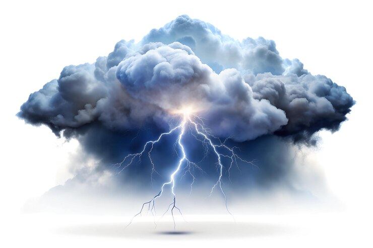 PSD el relámpago está emergiendo de las nubes png