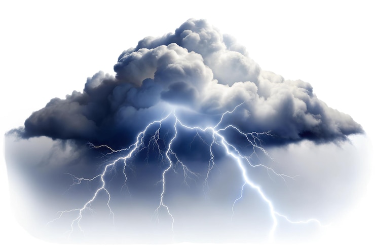 PSD el relámpago está emergiendo de las nubes png