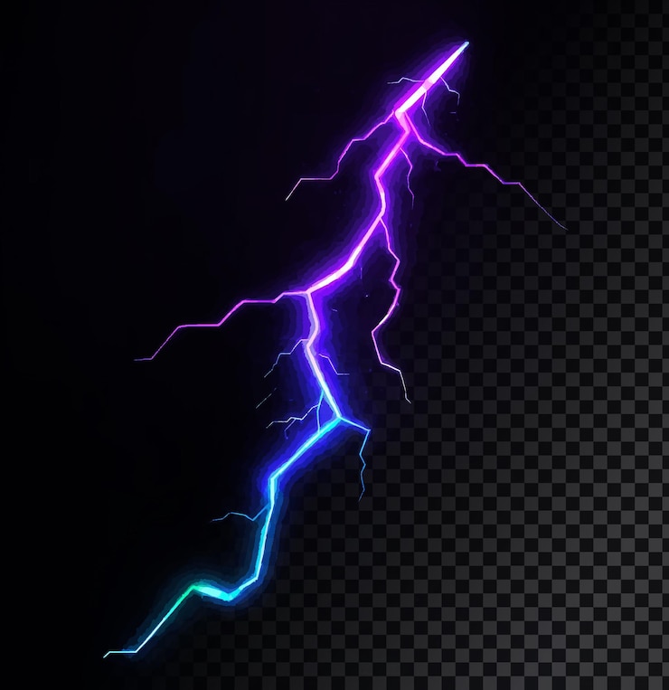 PSD relâmpago neon púrpura e azul