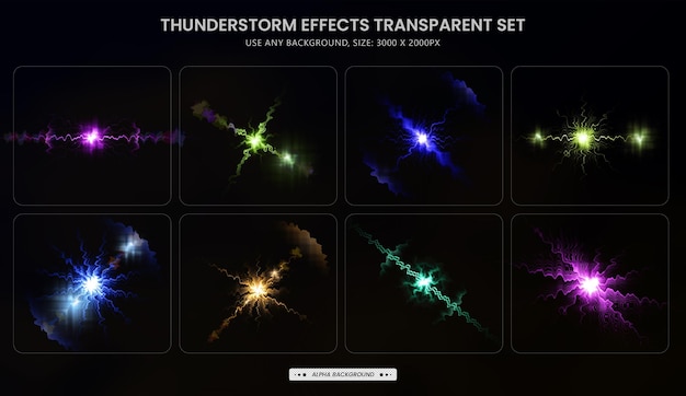 Relámpagos realistas y rayos de efectos de tormenta eléctrica