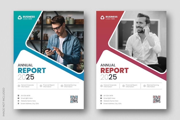 Relatório anual de negócios corporativos ou modelo de design de página de capa de brochura
