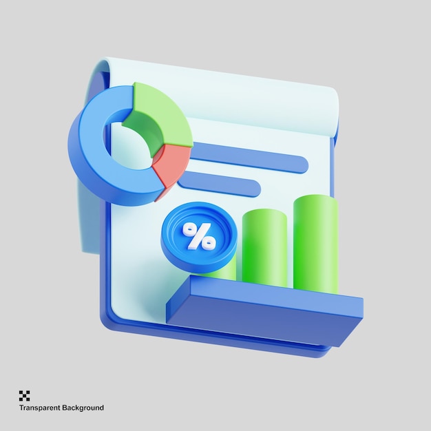 PSD relatório de documento 3d com gráfico de barras