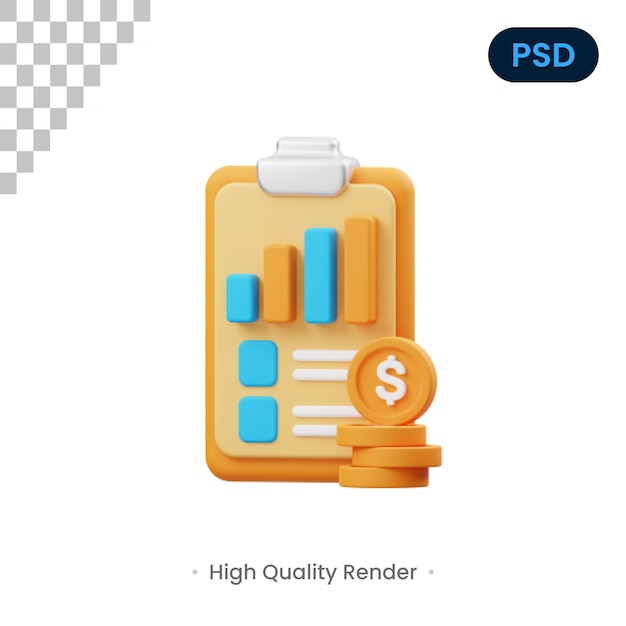 PSD relatório de venda 3d render ilustração premium psd