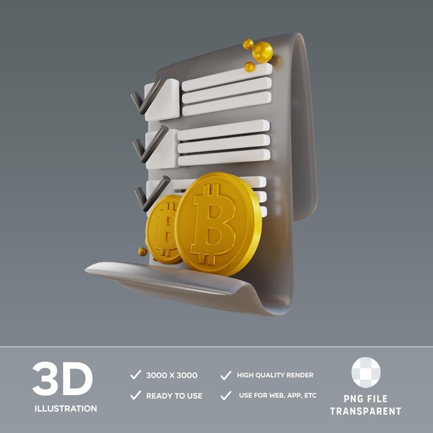Relatório PSD bitcoin 3D Ilustração