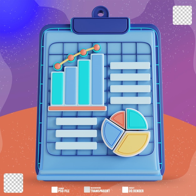 PSD relatórios de dados de negócios de ilustração 3d 3