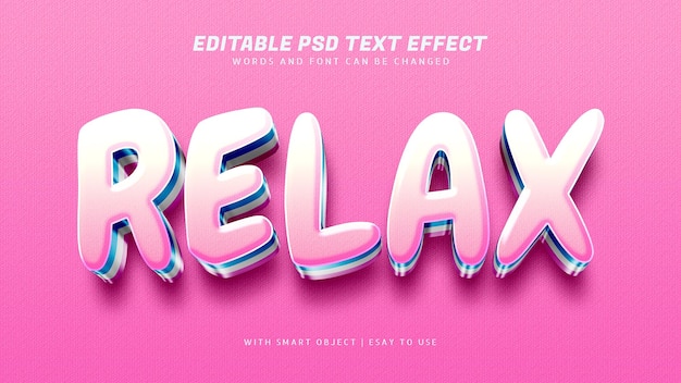 Relax efecto de texto rosa 3d editable