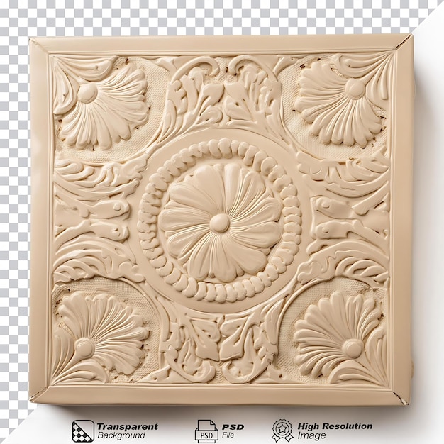 Relieve de caja de dulces beige aislado sobre un fondo transparente