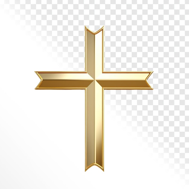 PSD religiöses 3d-goldenkreuz auf durchsichtigem hintergrund