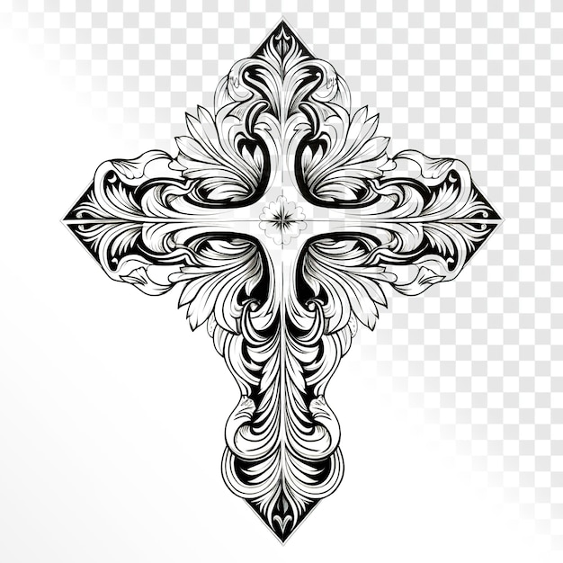 religiöses Kunstkreuz auf durchsichtigem Hintergrund