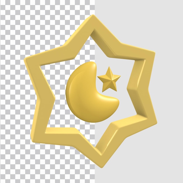 Religiöses stern-mond-symbol 3d-symbol