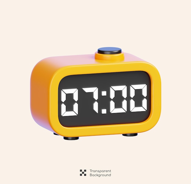 Relógio despertador digital isolado De volta à escola e educação ícone minimalista ilustração 3D